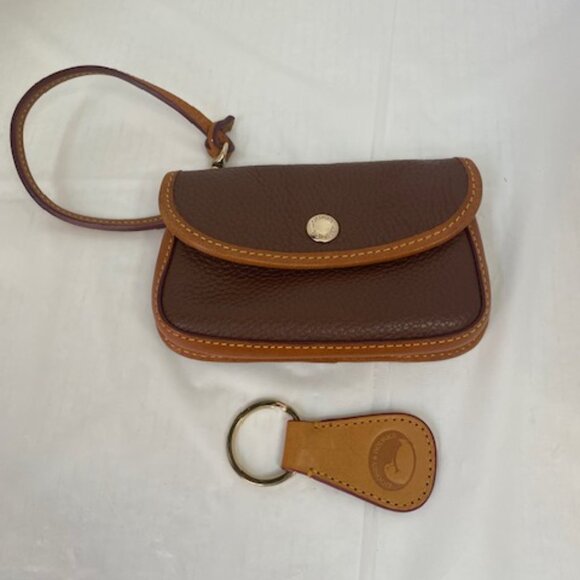 Dooney & Bourke brown Florentine Leather Checkbook Wallet/wristlet, and keychain - Picture 4 of 8